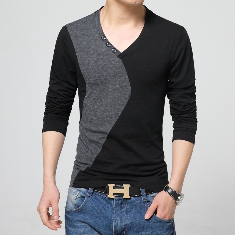 Áo khoác nam mùa thu áo thun dài tay phiên bản Hàn Quốc của phân bón cộng với áo thun nam XL áo thun dài tay cotton mỏng nam t shirt