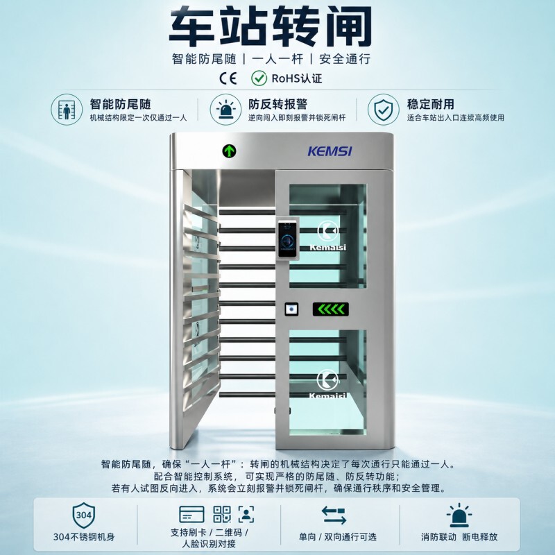 High-Speed Rail Station Full-Height Turnstile Anti-Tamper Gate Anti-Tailgating Swipe Card and Qr Code Access Control System Gate Machine