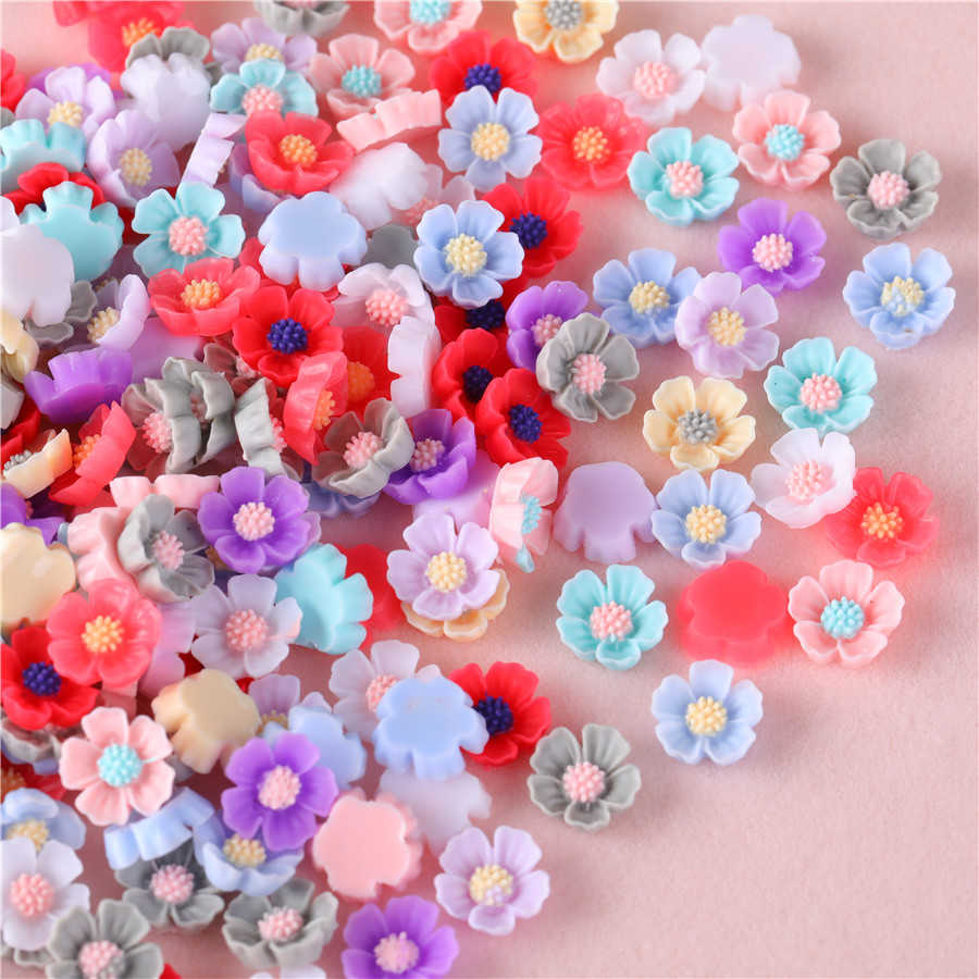 9mm可爱树脂花小花朵diy材料耳钉美甲手机壳装饰头发饰品贴片配件