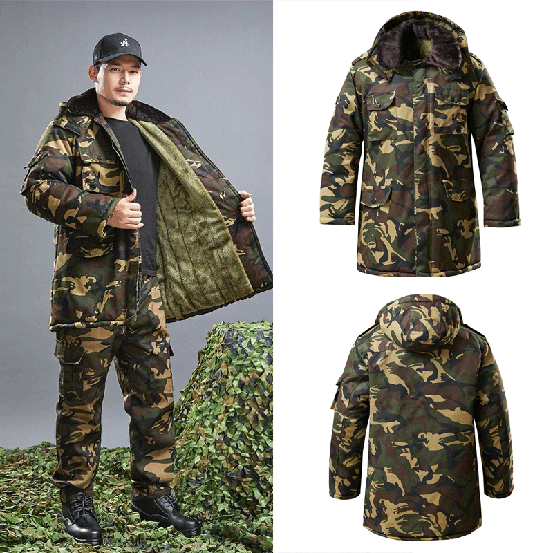 Security coat cotton coat cotton coat 2020 new gafs thickened camouflay coat with long lagoon workwear cotton jersey men's winter