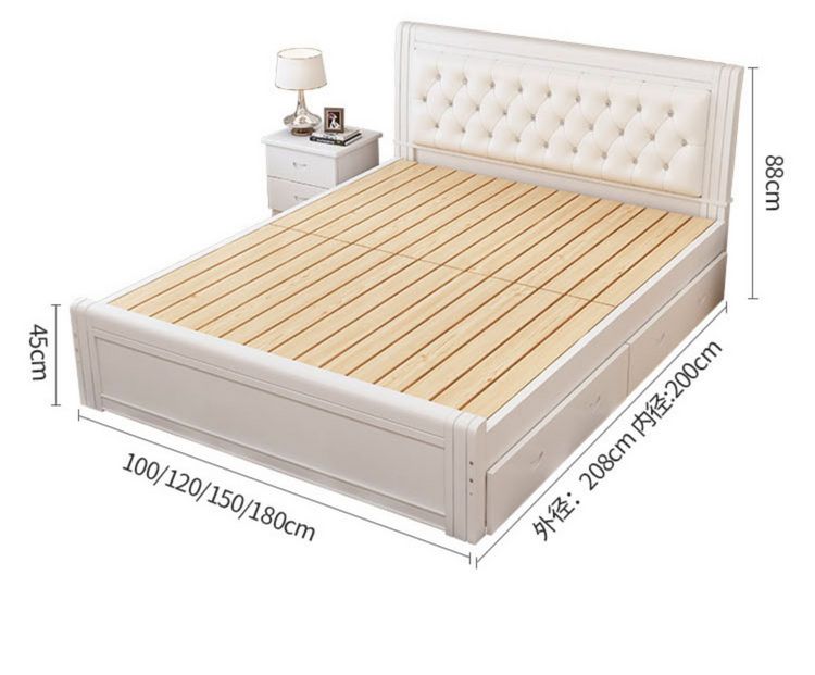 Giường gỗ rắn giường đôi hiện đại đơn giản 1,8 mét kinh tế 1,2 thông gói mềm giường 1,5 mét phòng ngủ chính giường đơn - Giường