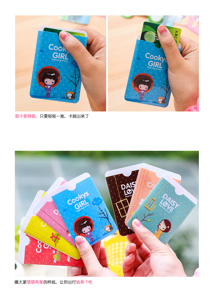 9.9 dễ thương phim hoạt hình cô gái biscuit cô gái thẻ nhỏ thiết lập của phụ nữ xe buýt chủ thẻ 2 thẻ thẻ gói ví đựng thẻ cho nữ