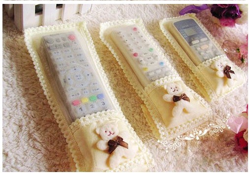 Nhiều kích cỡ dễ thương vải gấu TV điều khiển từ xa bộ điều hòa ren Hàn Quốc bảo vệ che bụi che phủ điều khiển từ xa bao trùm máy giặt