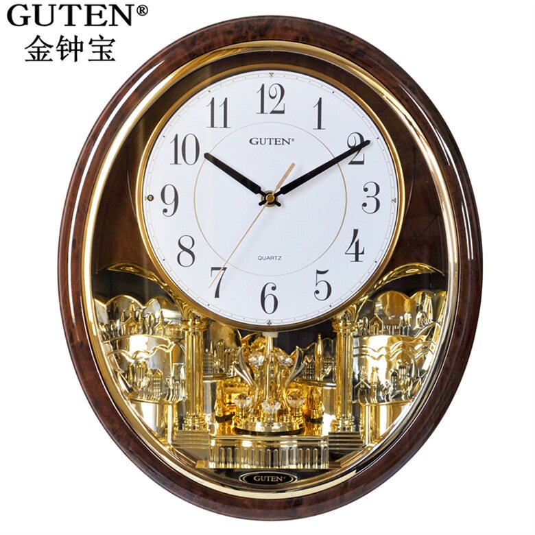 Admiralty Bao Au Style Hung Clock Living Room Music Whole Point Newspaper Clock American Oval Silent Creative Twist Pendulum Quartz Watches