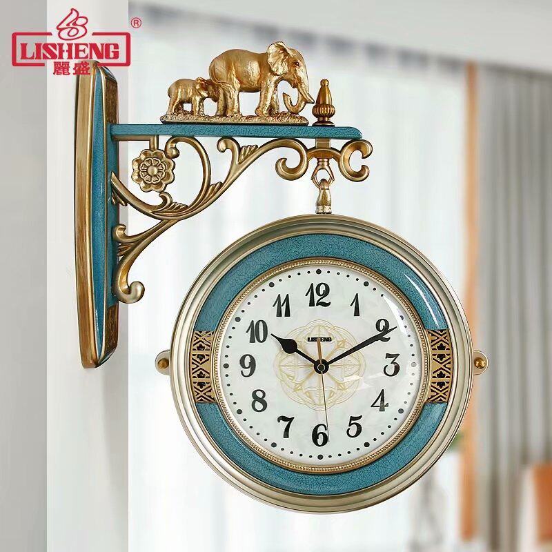 Lisheng Blue Double-sided Wall Clock European style Fashion Household Mute Clock American Two Side Modern Simple Quartz Watch
