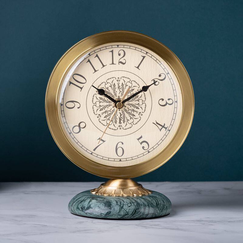 Brass Bell Clock Desktop Living Room Simple Household Clock Modern Clock Bedroom Silent Quarter Watch