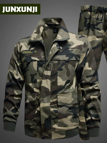 Хлопковый эластичный осенний камуфляжный износостойкий комбинезон, защита от ожогов