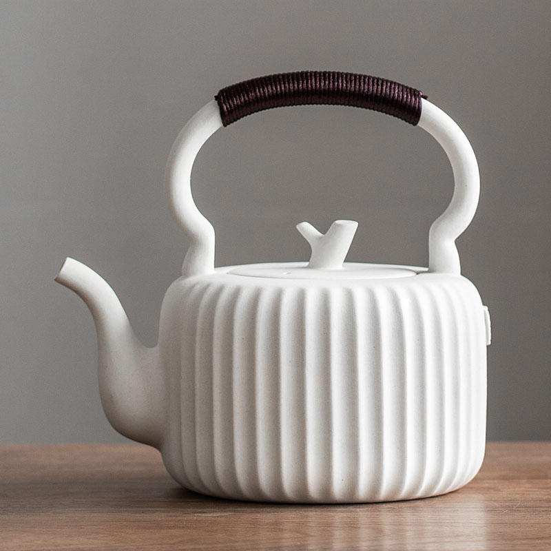 Japanese pottery pot tea kettle white pottery pot large capacity ceramic tea boiler high temperature resistant household tea pot single pot