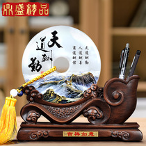Natural jade safe buckle pen holder to send leaders and teachers practical creative souvenirs Study office desktop ornaments