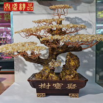 Luxury authentic natural gold crystal shake money fortune tree ornaments home new house wine cabinet entrance shop opened