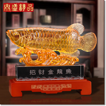 Authentic glazed jade golden arowana ornaments Feng Shui lucky custom housewarming new home opening gift boss office decoration