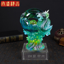 Dragon ornaments glass crafts custom LOGO opening gifts office housewarming new home living room home decorations