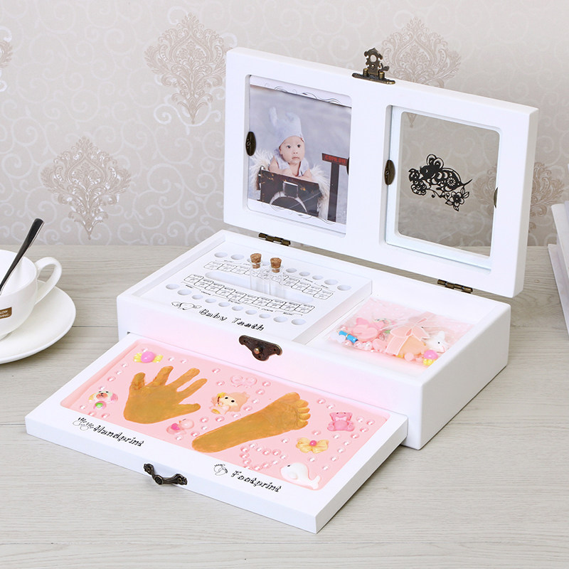 Baby Contentment Long Happy Hand and Foot Print Souvenir Permanent Footprint Newborn Commemorative Seal Clay Baby Birth Hand and Foot Print
