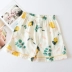 Mùa hè cotton mỏng hai lớp gạc quần pyjama quần ba phần tư quần của phụ nữ cotton mặc nhà phim hoạt hình hoa thoáng mát - Quần tây Quần tây