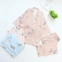 Áo choàng kimono Nhật Bản cặp đôi quần dài tay và áo len gạc hai lớp cotton gió với áo len nam nữ cỡ lớn bộ ngủ nam