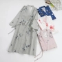 Cặp đôi mùa hè cotton đôi gạc áo ngủ cardigan yukata Nhật Bản và áo ngủ nữ gió áo choàng nam kích thước lớn hoa áo ngủ nữ