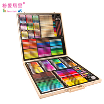 258 pieces of wooden box Childrens Painting gift box art school painting set color lead crayon art logo custom