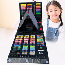 Child brush set 208 black girl painting pink watercolor Pen art set color lead crayon painting learning