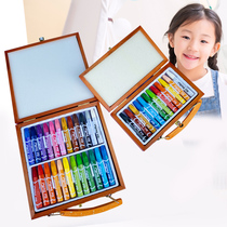 Girl painting tool 12 color 24 oil painting stick crayon wooden box with hand gift LOGO custom childrens painting
