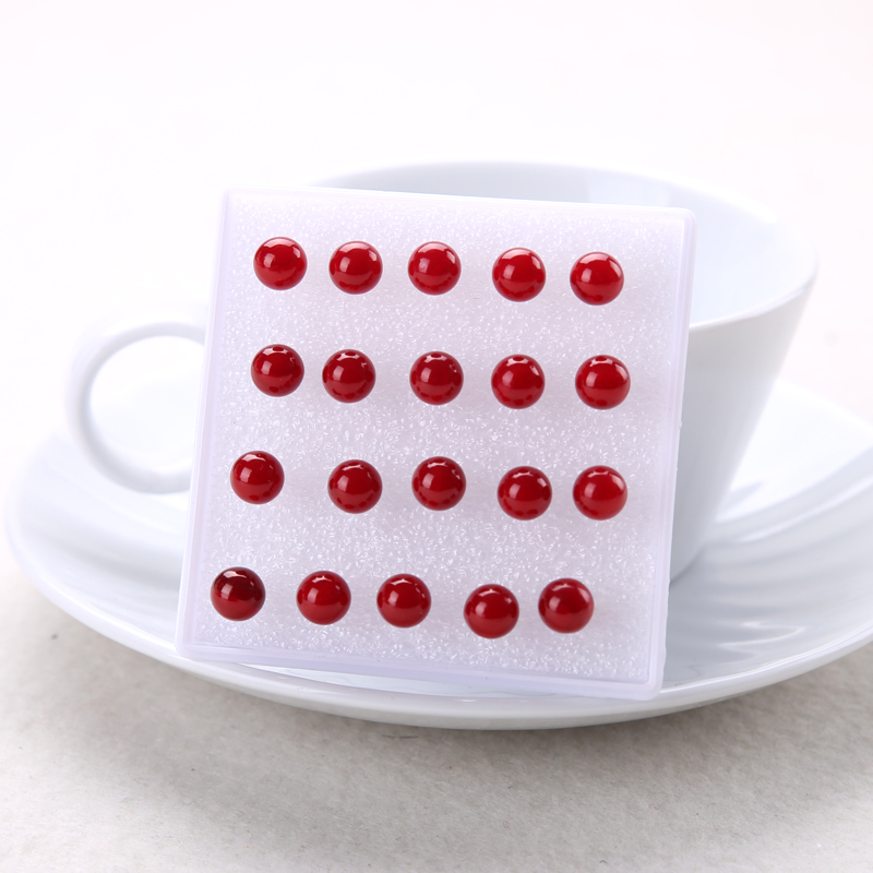 Korean temperament simple pearl personality plastic anti-allergic ear nails female bean bean red box earrings