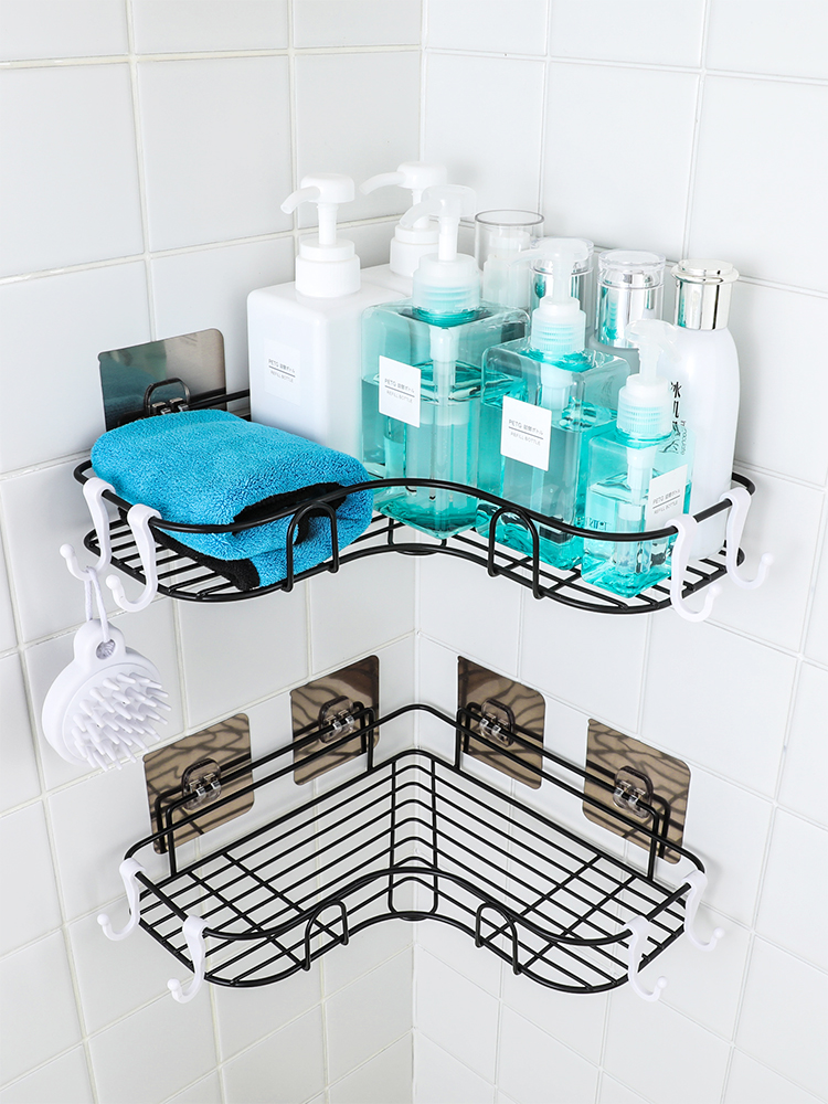 Non-perforated corner shelf Powder room wash rack Bathroom incognito wall-mounted tripod storage shelf