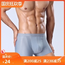 Two thin mens underwear mesh sexy transparent mesh breathable Ice Silk cool youth boxer shorts head