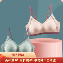 New product no trace fashion simple touch color lace bra comfortable latex no steel ring gather back buckle underwear women 8866