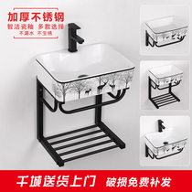 Wall-mounted wash basin small apartment toilet ceramic washbasin cabinet combination mini simple bracket wash table