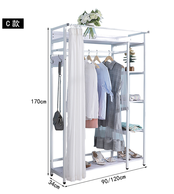 Đơn giản rèn sắt sáng tạo giá sàn sàn phòng ngủ treo bằng gỗ kệ hộ gia đình lưu trữ tủ quần áo tủ IKEA - Kệ kệ để sách