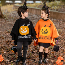 Childrens Halloween cosplay costumes kindergarten babies boys and girls plush bat shirts performance costumes pumpkin suits