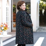 Длинный пуховик для матери, утепленная осенняя демисезонная куртка, в западном стиле, для среднего возраста, цветочный принт