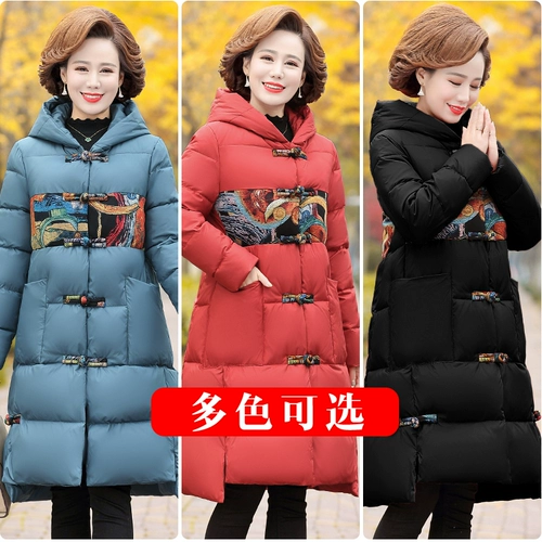 Пуховик для матери, утепленная длинная куртка с пухом, в западном стиле, для среднего возраста