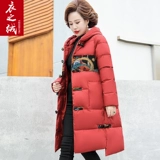 Пуховик для матери, утепленная длинная куртка с пухом, в западном стиле, для среднего возраста