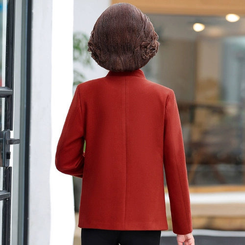 Весеннее осеннее короткое демисезонное шерстяное пальто для матери, большой размер
