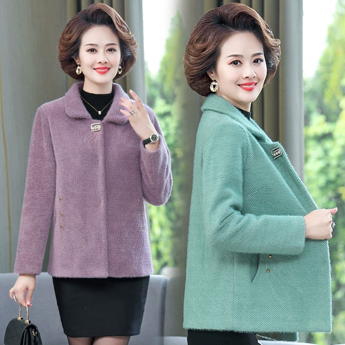 Осенняя бархатная демисезонная короткая шерстяная куртка для матери, в западном стиле, для среднего возраста