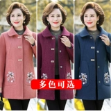 Весеннее осеннее демисезонное шерстяное пальто для матери, коллекция 2023, для среднего возраста