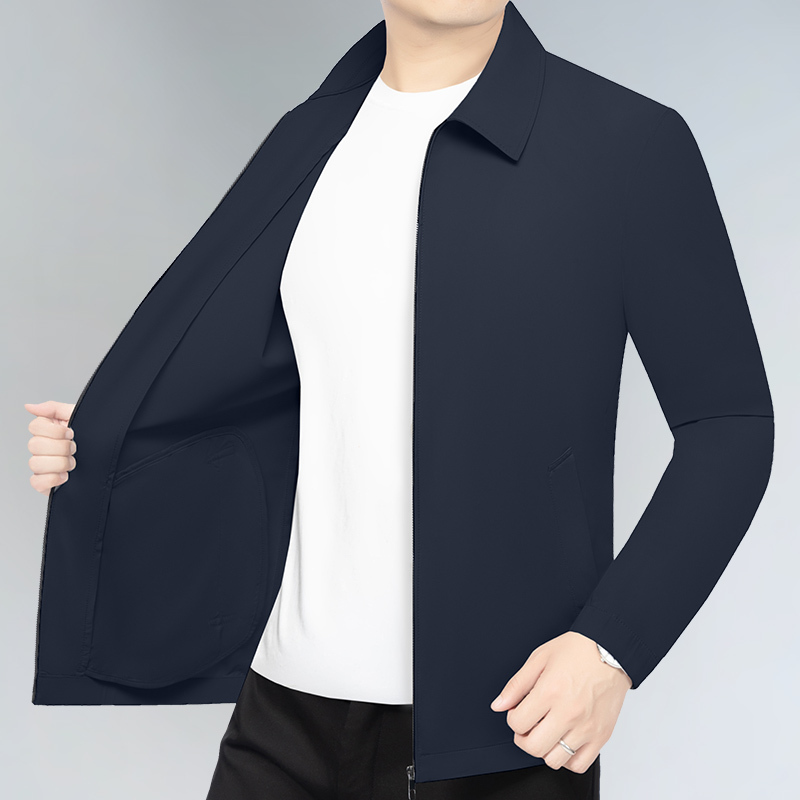 Summer Men's Middle-Aged Ice Silk Business Jacket Men's 26 New Thin Style Executive Jacket Single Layer Quick-Drying and Breathable