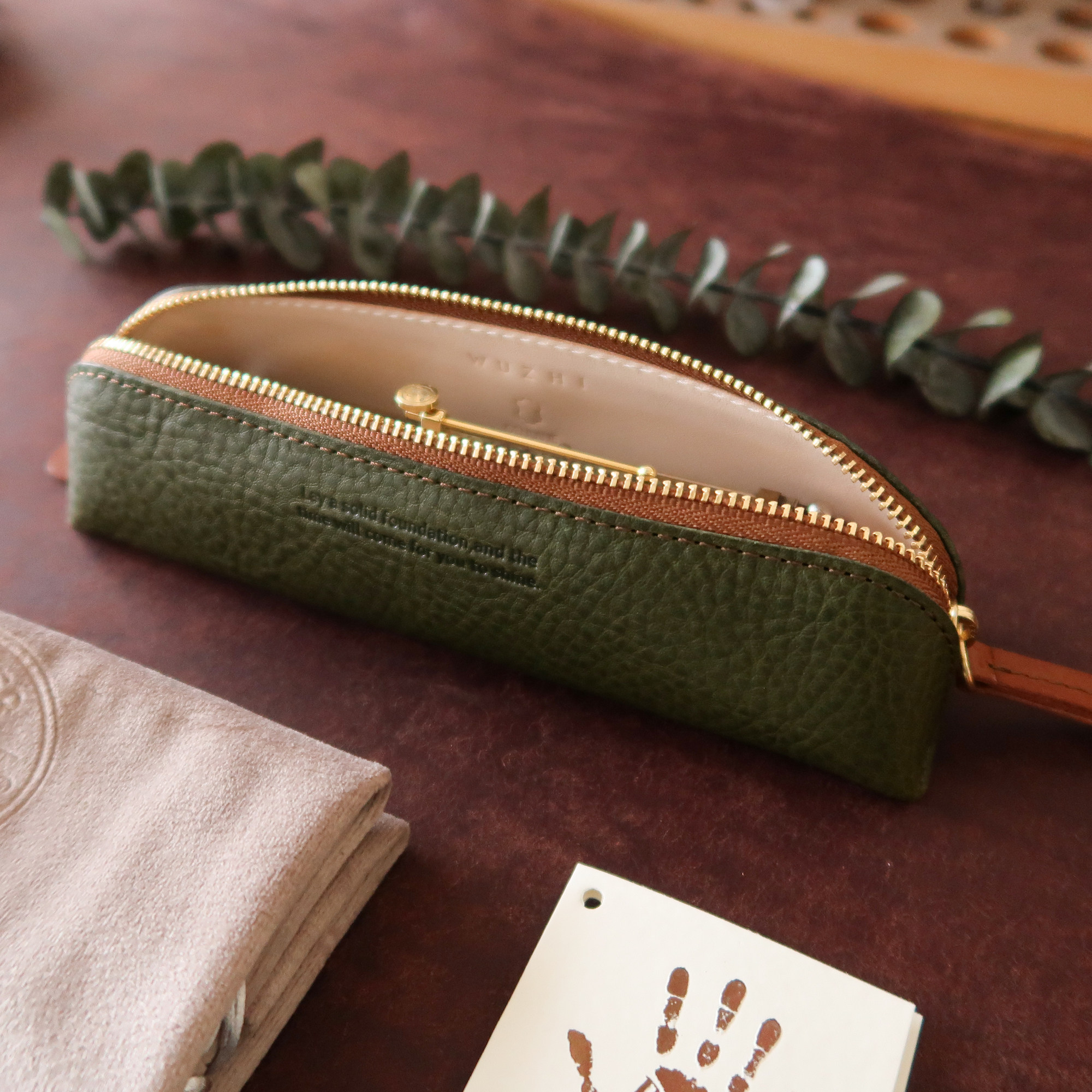 Materia WUZHI ® creative stationery pen bag containing Italian head layer of cow leather small capacity minimalist art gift