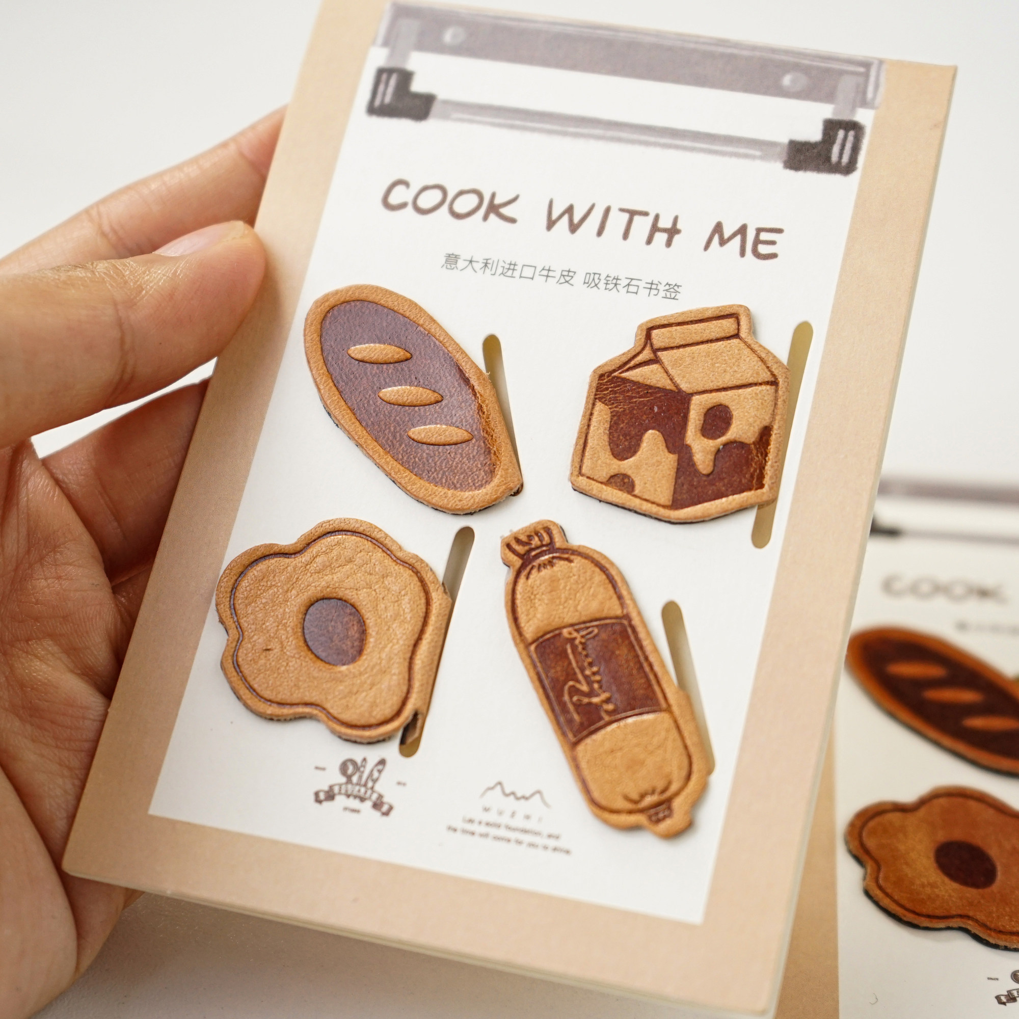 Wuzhi WUZHI® X Square Studio Original Magnetic Cowhide Bookmark Bread Milk Sausage Fried Egg