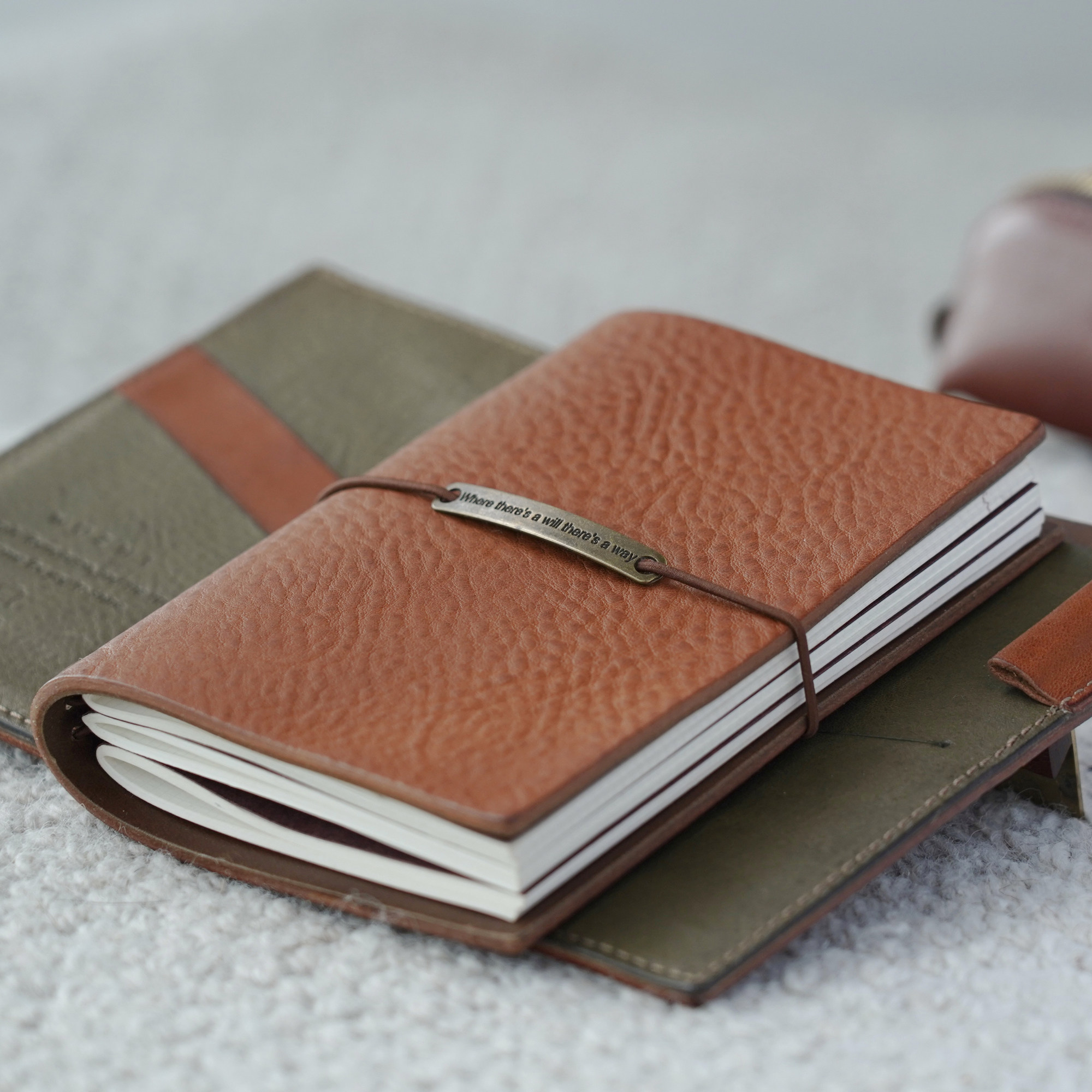 Wuzhi WUZHI® Leather Pocket Travel Notebook Pocket TN Passport Storage Folder Italian Top Layer Vegetable Tanning