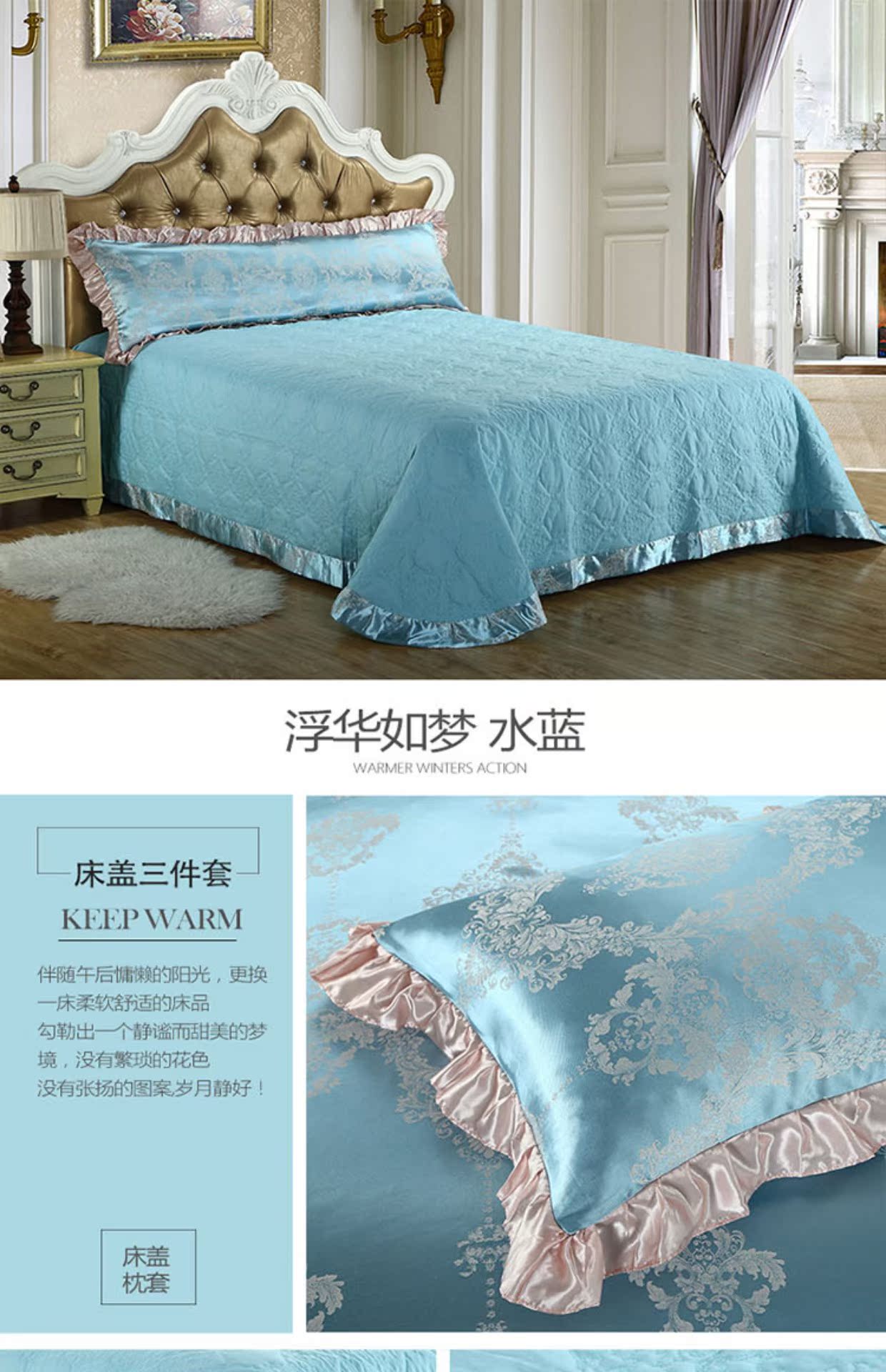 Khăn trải giường cotton châu Âu ba bộ chăn bông là một mảnh duy nhất của giường bông tinh khiết màu đơn giản che phủ giường bụi mẫu ga giường đẹp