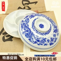 Ceramic Palette size Plum disc 20cm with lid Calligraphy Ink China Painting Paint Case Imitation Ancient Turquoise Dragon Pattern