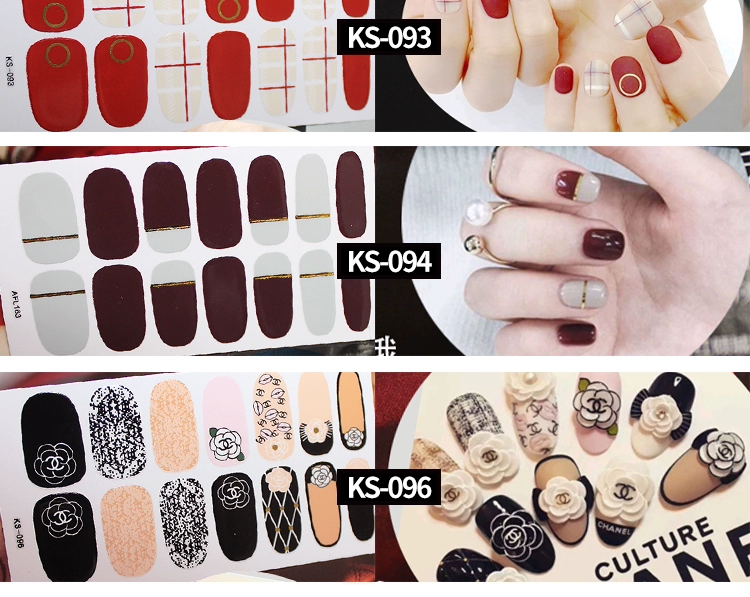 Nail Sticker Không thấm nước Lasting Nail Sticker Full Sticker Hàn Quốc 3d Nail Patch A Piece Nail Ba Lan Nail Thành phẩm - Sơn móng tay / Móng tay và móng chân