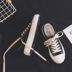 Giày đế xuồng nữ đường phố chic chic giày retro xấu xí gió dâu gai giày vải siêu cháy giày đen giày bitis nữ Plimsolls