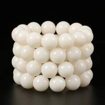 White Jade Bodhi root High mi Shun White round bead hand string single circle Bodhi Seed bead rosary bracelet Wen play Bodhi