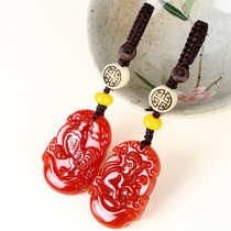 Red agate 12 zodiac pendant mouse cow Tiger Rabbit Dragon Snake Horse Sheep Monkey chicken dog pig Bodhi keychain Bento year pendant