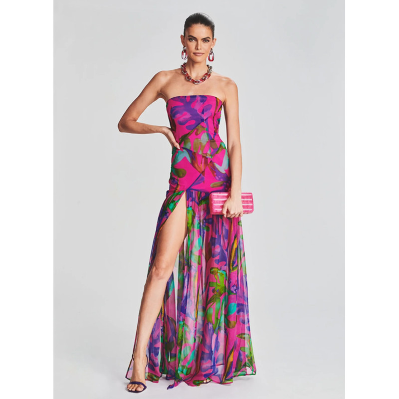 Summer fashionable tube top, long comfortable evening dress for leisure, mid-length