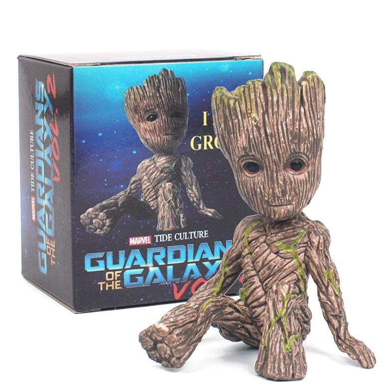 Avengers sitting position Groot Tree Man baby Guardians model Brazilian Wood potted ornaments car ornaments