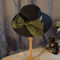 New products Inlench Bench Wind France Bow Tie Black Green Splicing Bride Gift Hat Movie-like Real Brigades Pat Hats