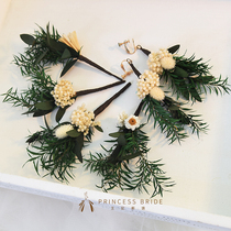 Princess bride fresh and green new sweet and beautiful Korean style evergreen embroidered ball flower bridal wedding sensual head flower photo haircut